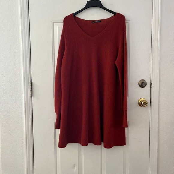 Peruvian Connection Red Plus-Size Royal Alpaca Knit Minimalist Dress Sz XXL - Picture 2 of 9